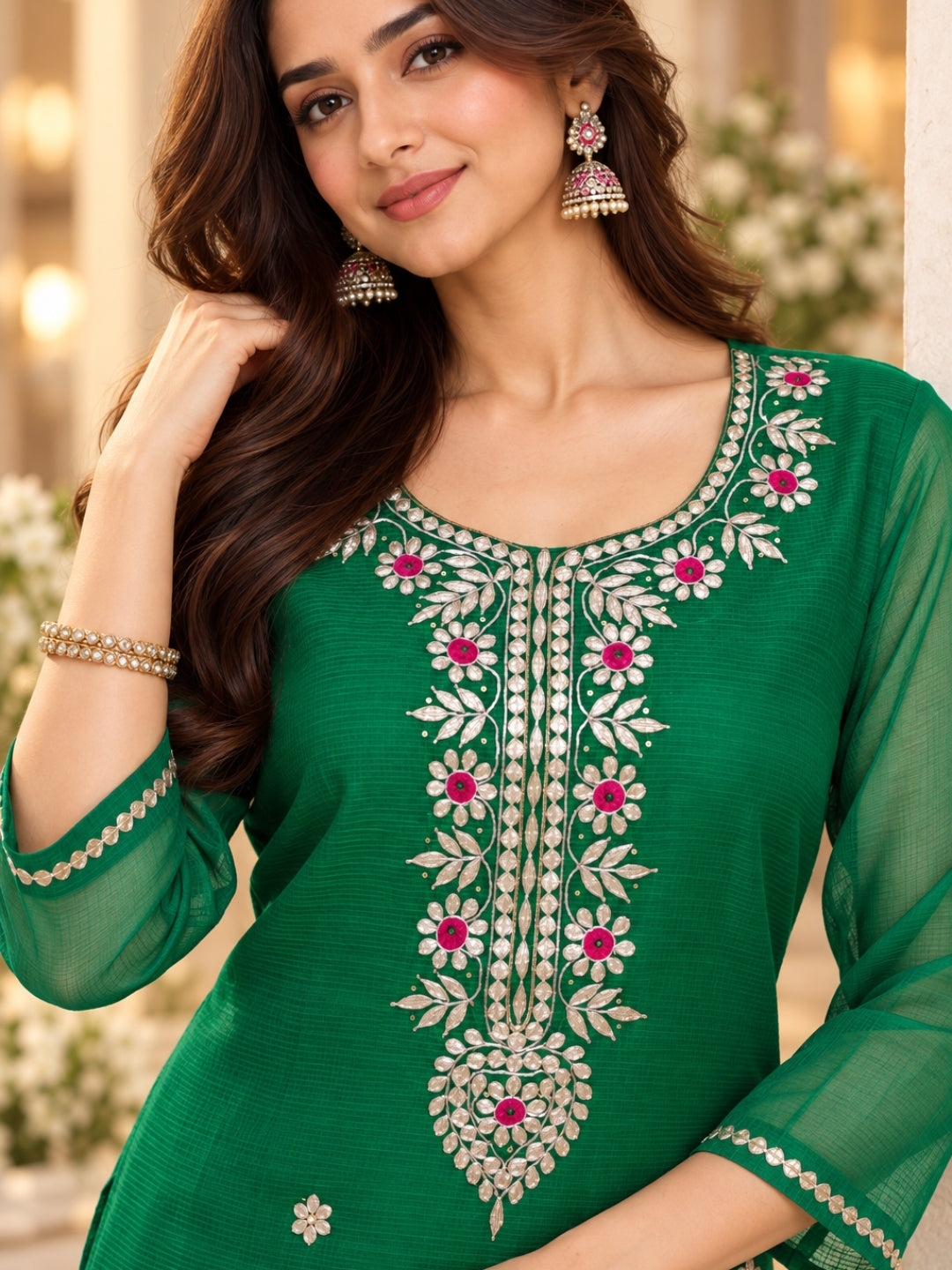 Gulnaar – Emerald Chanderi Gota Patti Festive Set