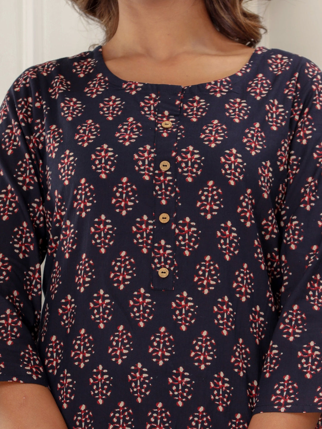 Pure Cotton Classic Booti Printed Top - Black