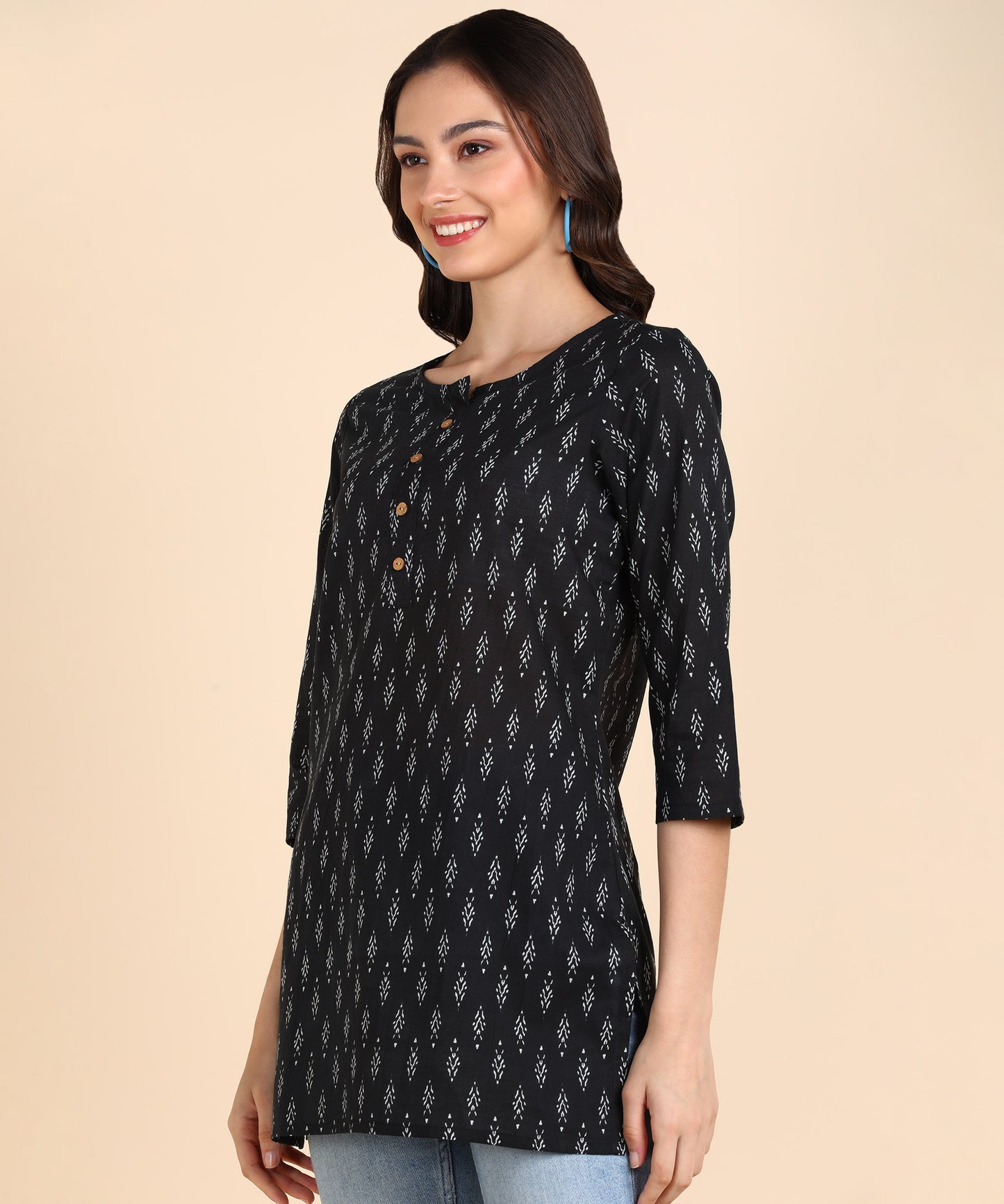 Pure Cotton Hip Length Printed Short kurti / Top (Pack of 3)