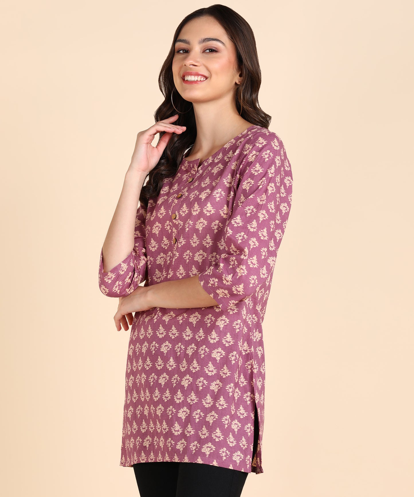 Pure Cotton Hip Length Printed Short kurti / Top (Pack of 3)