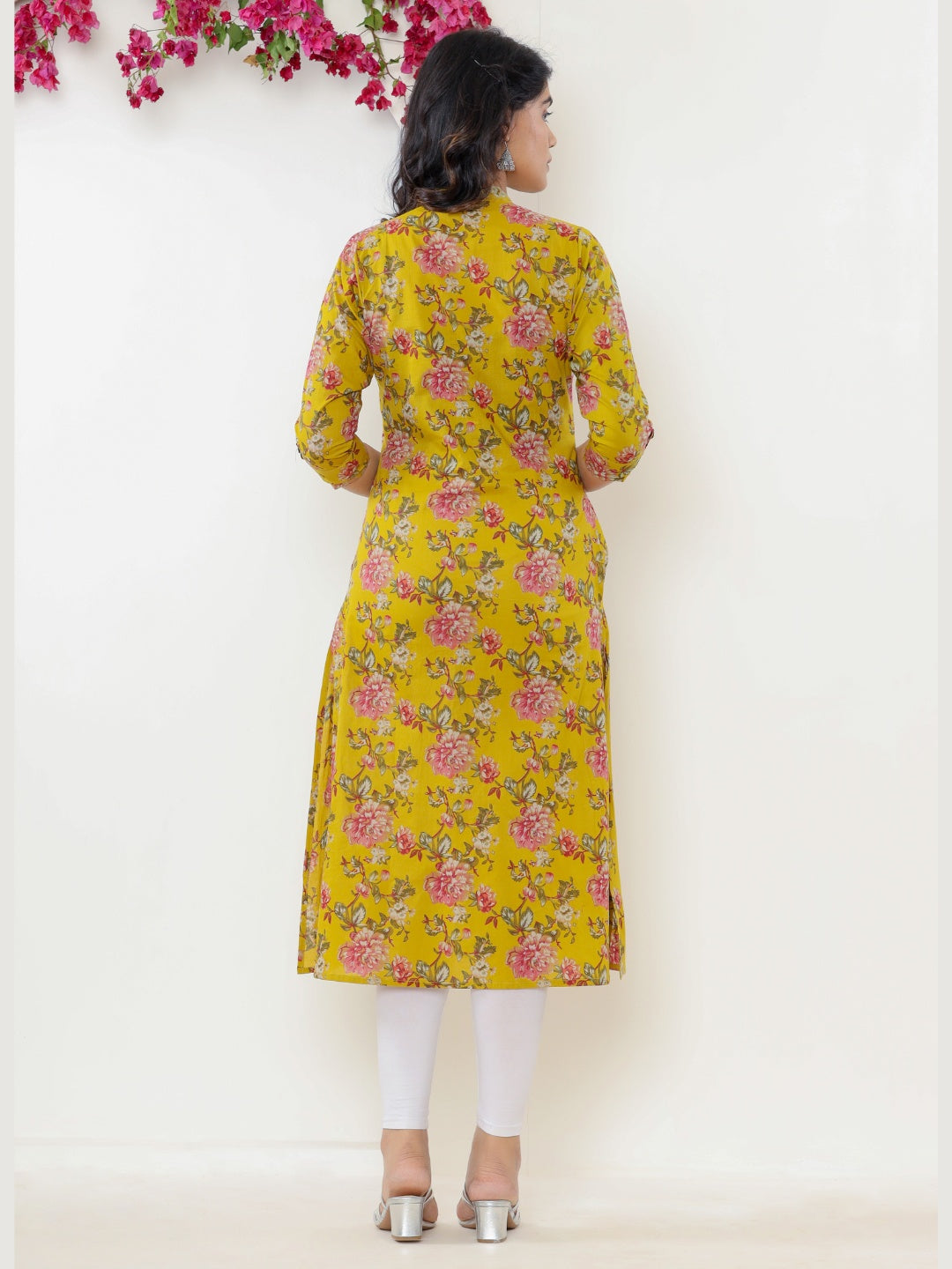 Pure Cotton Printed Aline Collared Kurta - Yellow