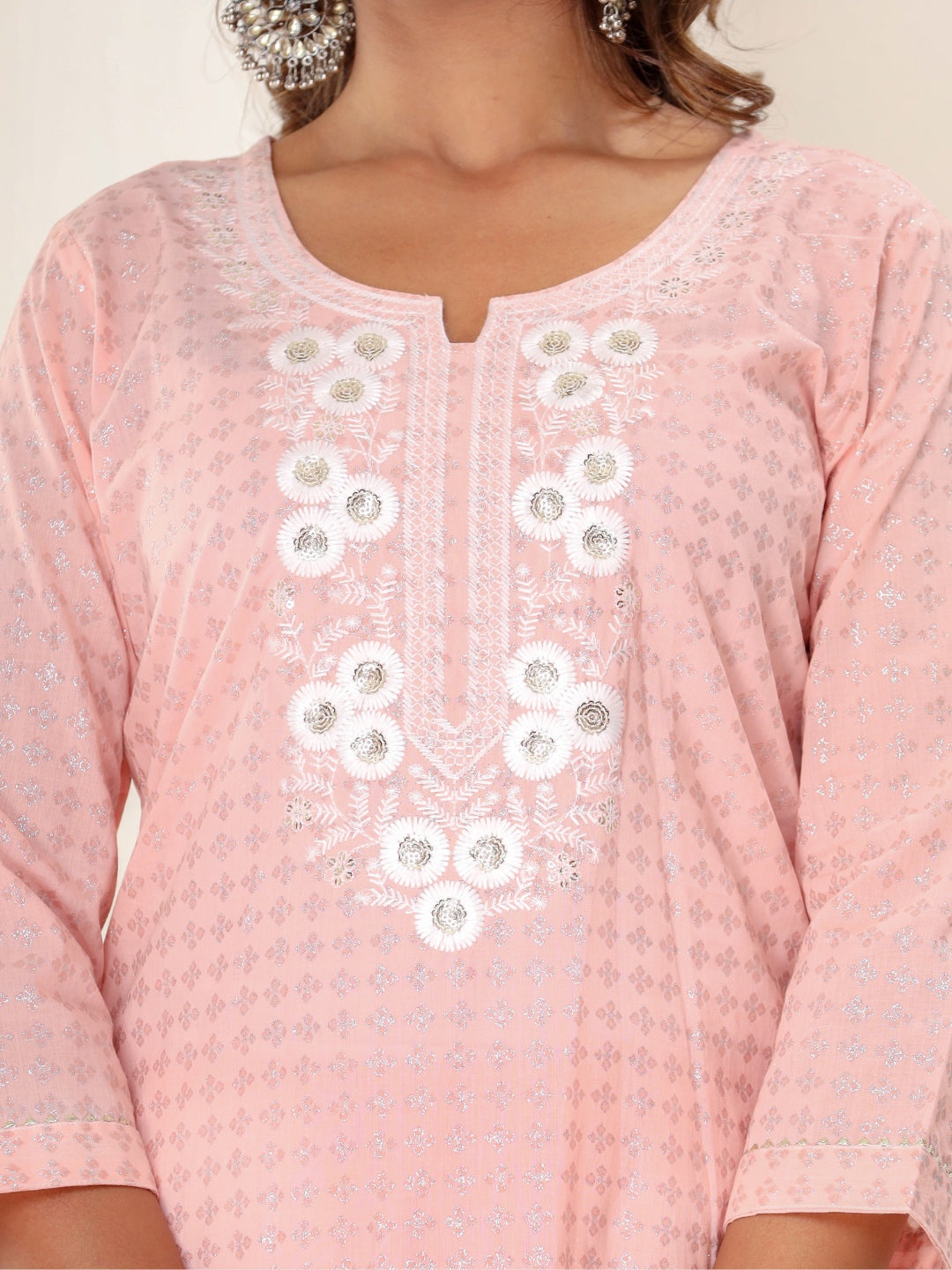 Pure Cotton Embroidered Kurta with Afghan Pants Set - Pink
