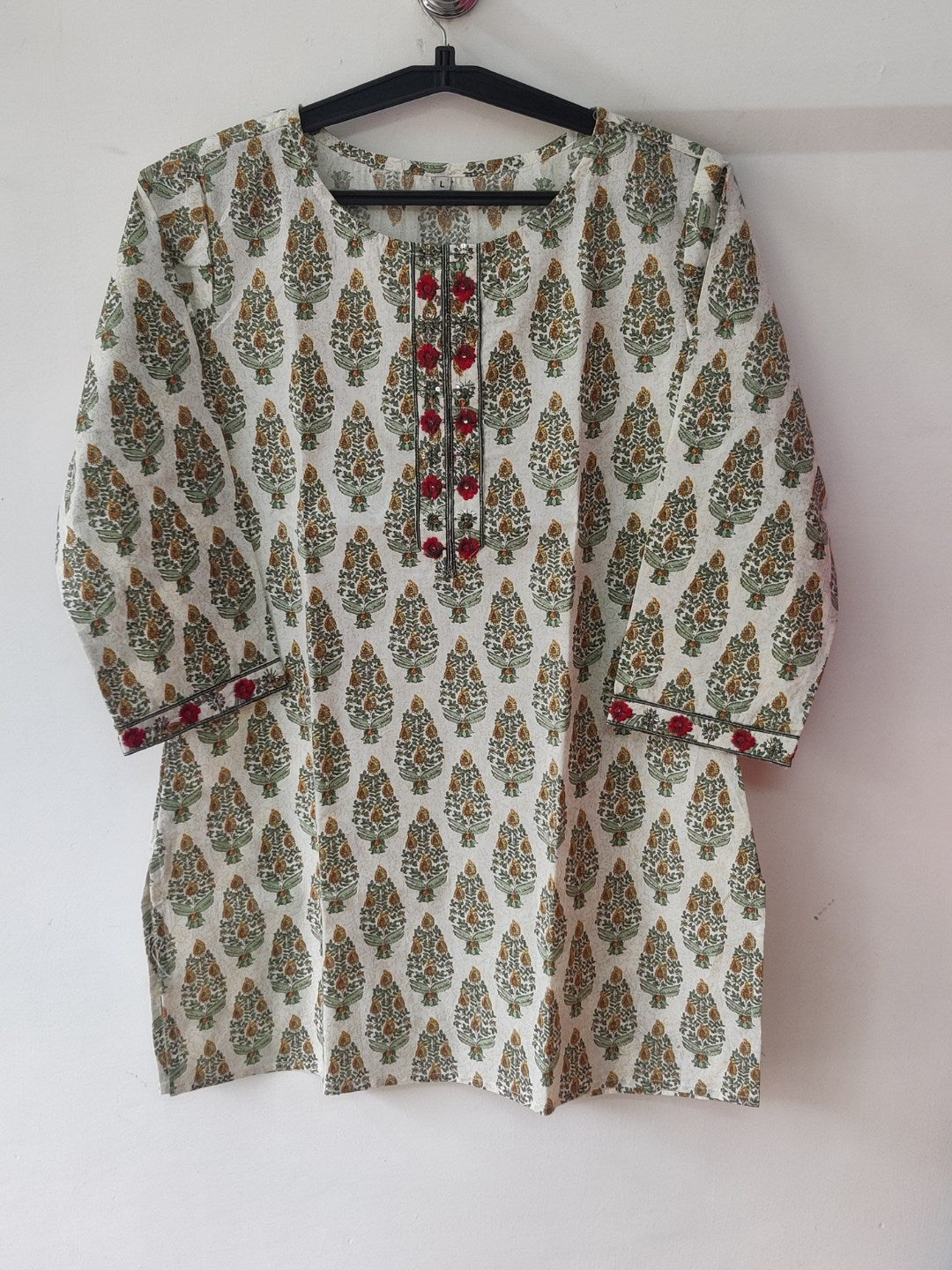 Pure Cotton Embroidered Top - Ivory