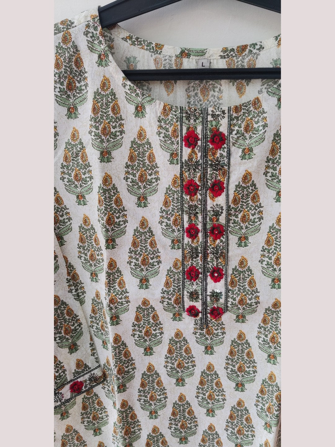 Pure Cotton Embroidered Top - Ivory