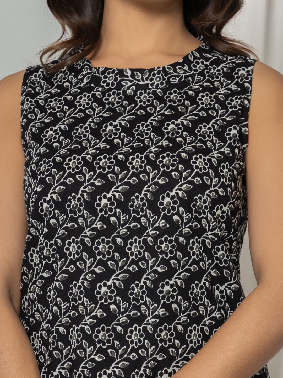 Black & White Halter Neck A-line Dress