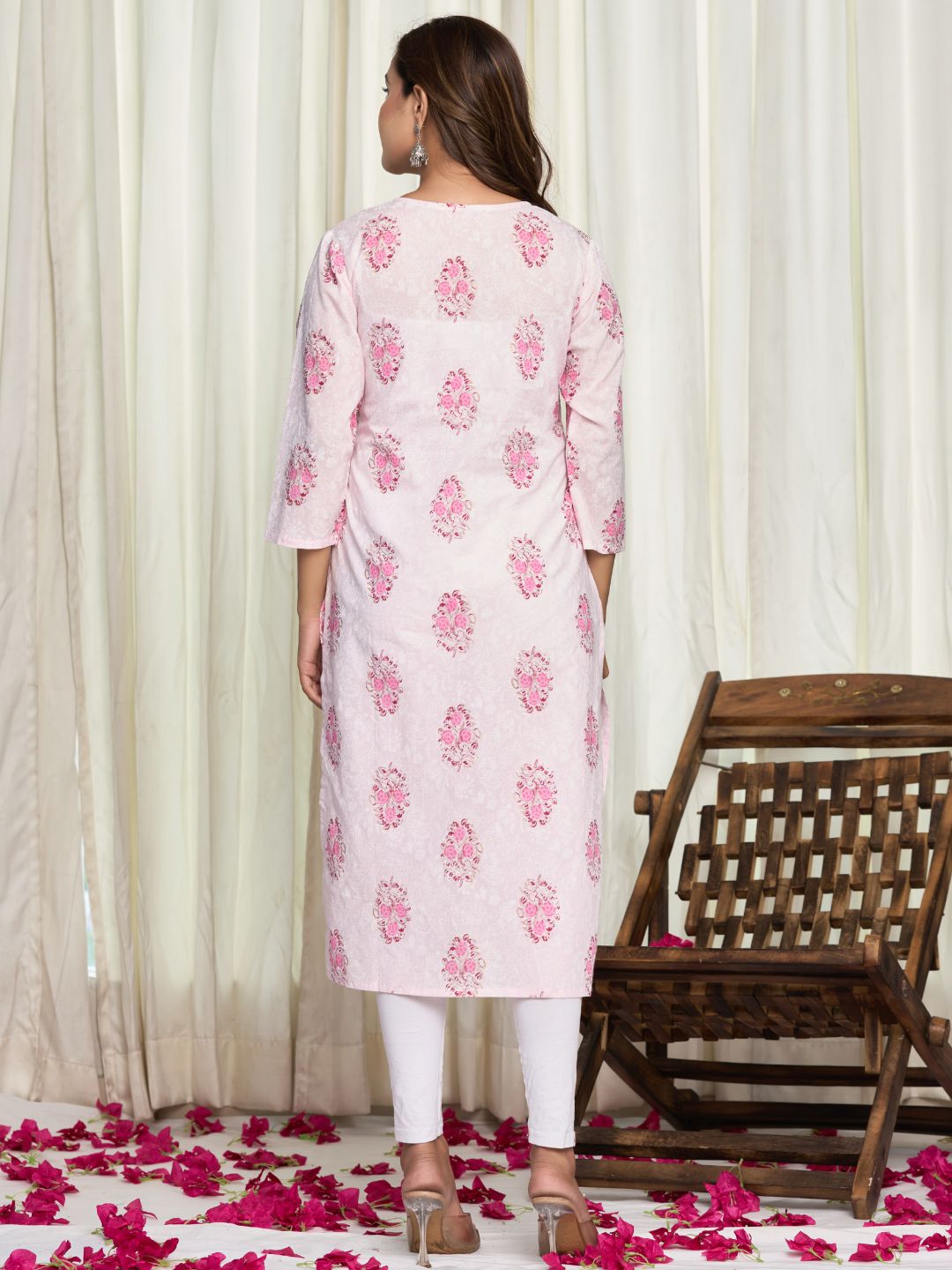 Cotton Printed Straight Kurta - White