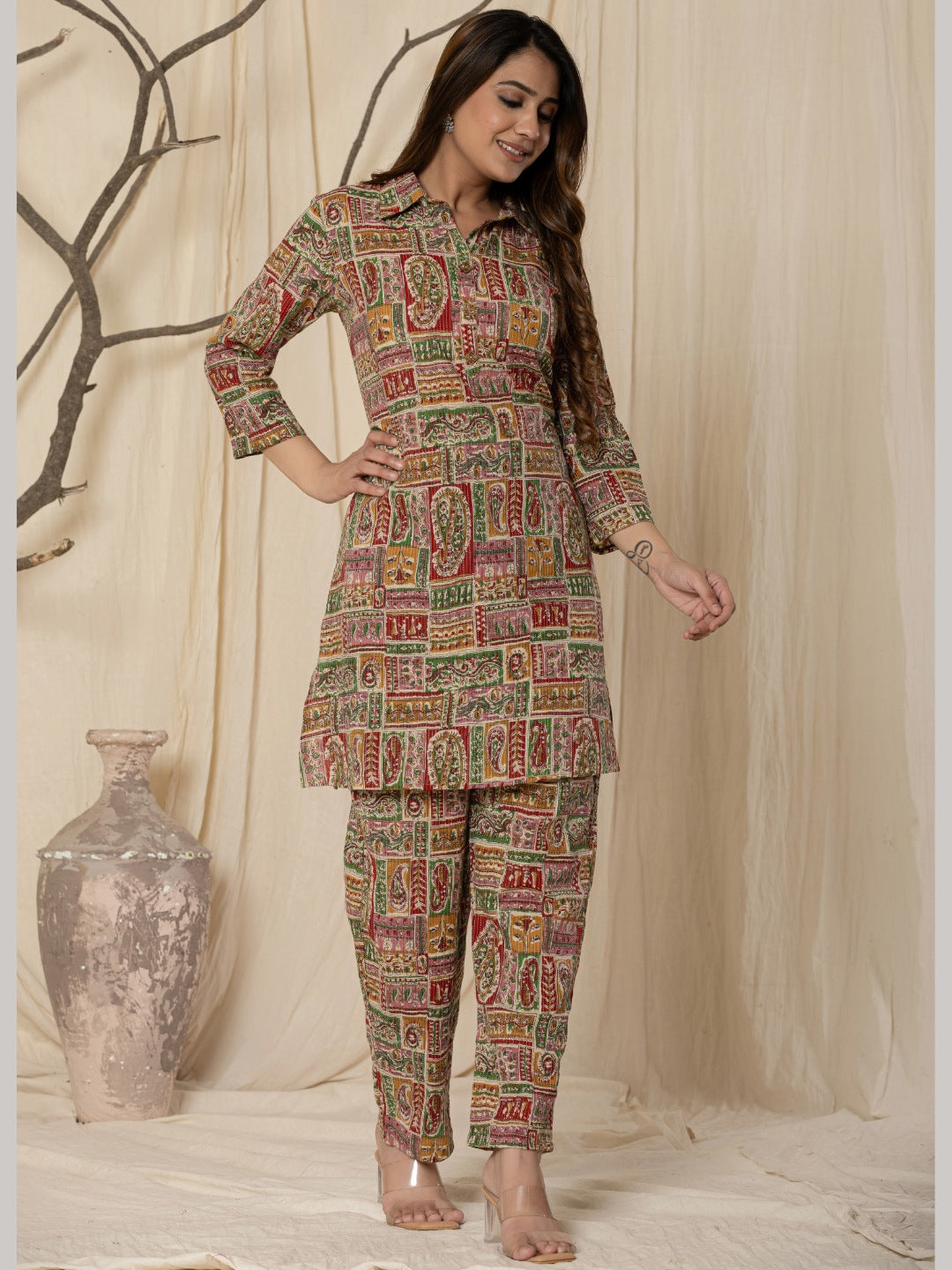 Katha Cotton Printed Collared Co-Ord Set - Ethnic