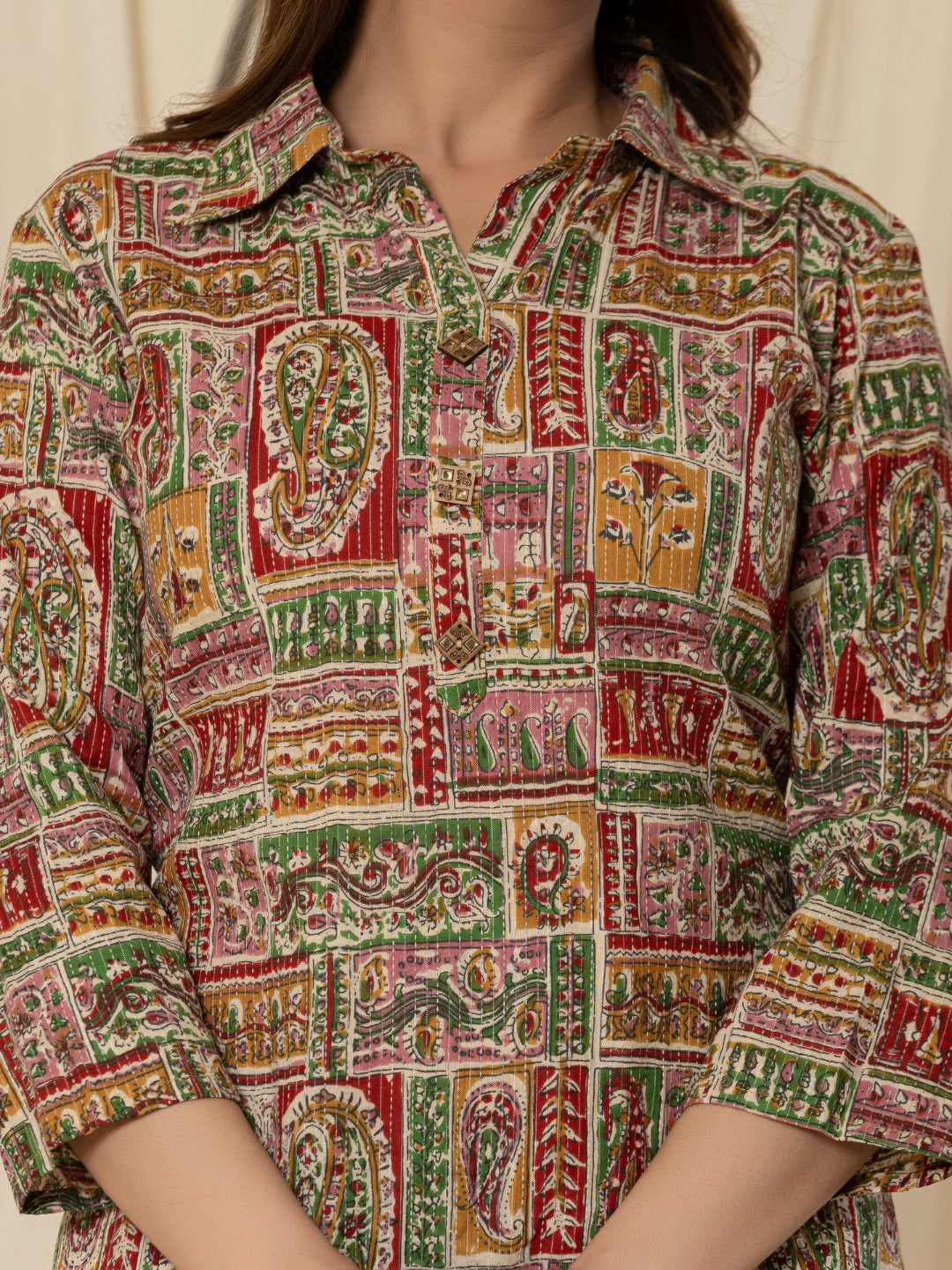 Katha Cotton Printed Collared Co-Ord Set - Ethnic