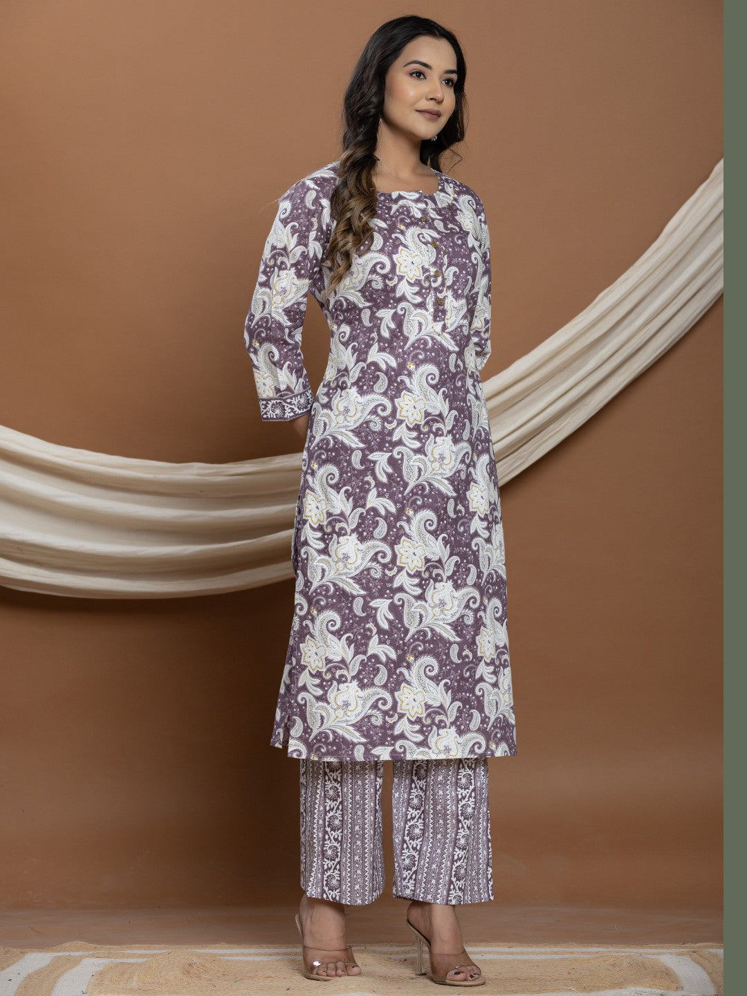 Pure Cotton Printed Straight Kurta with Pants