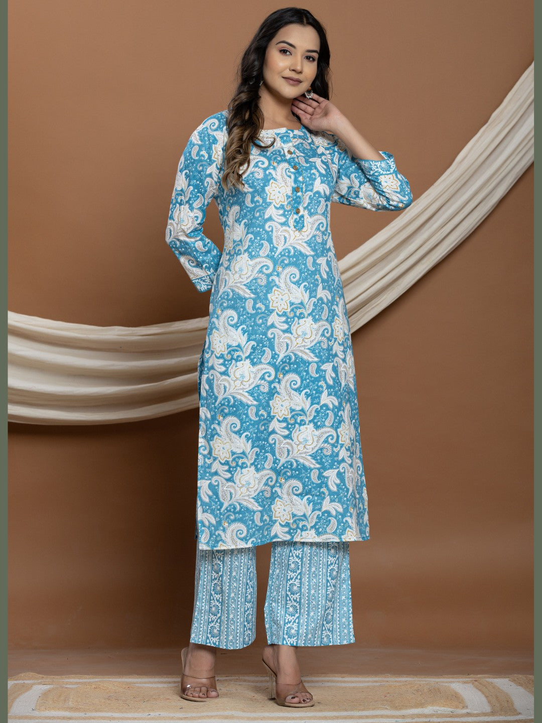 Pure Cotton Printed Straight Kurta with Pants