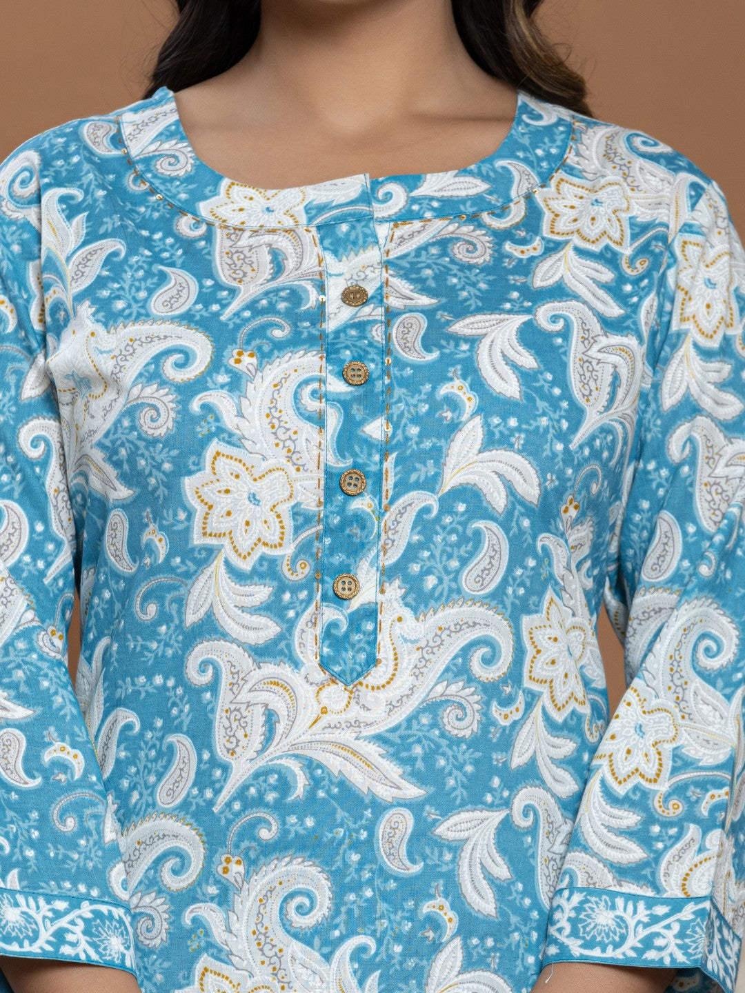 Pure Cotton Printed Straight Kurta with Pants