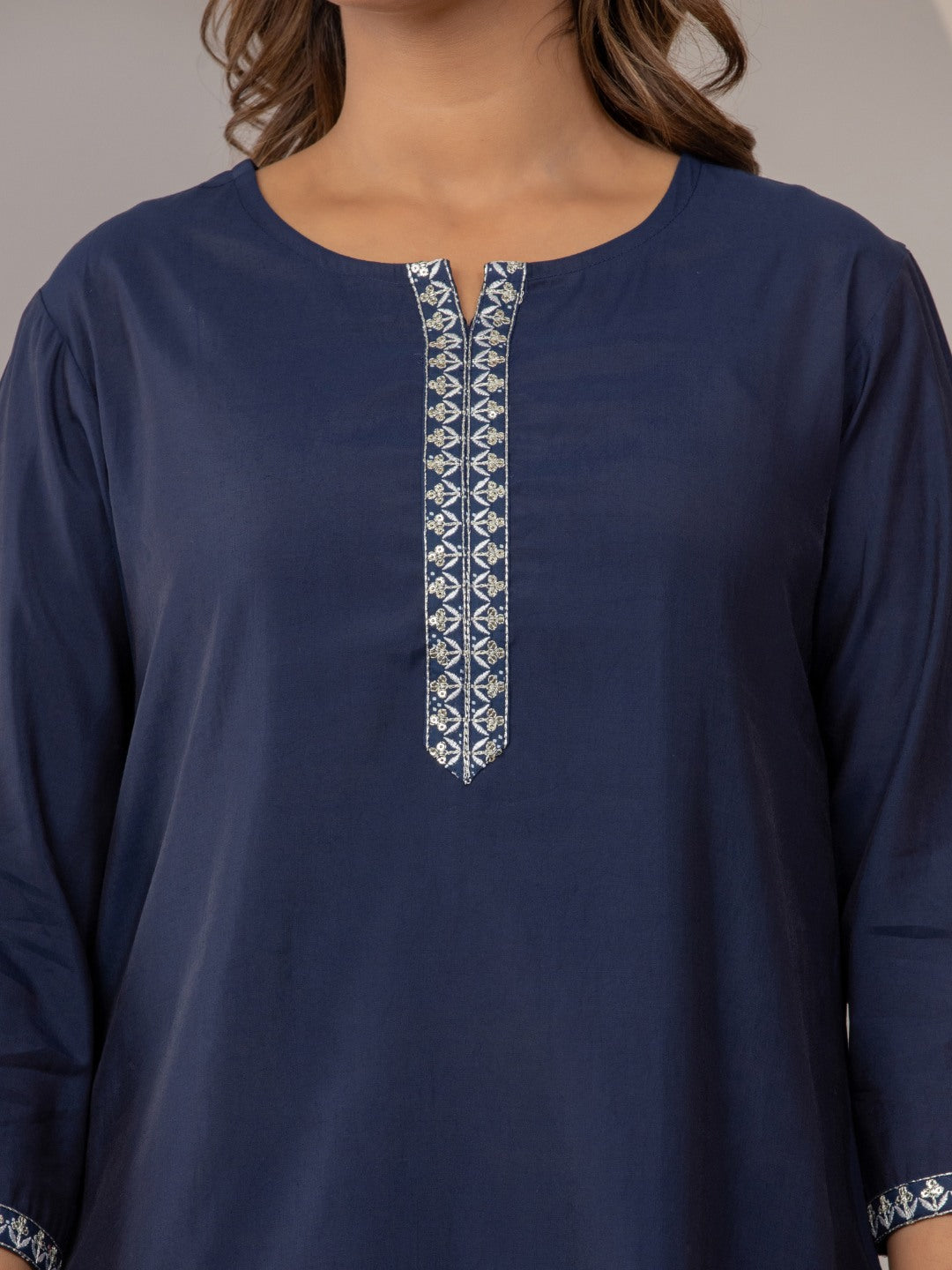 Chic & Chill Embroidered Navy Tunic