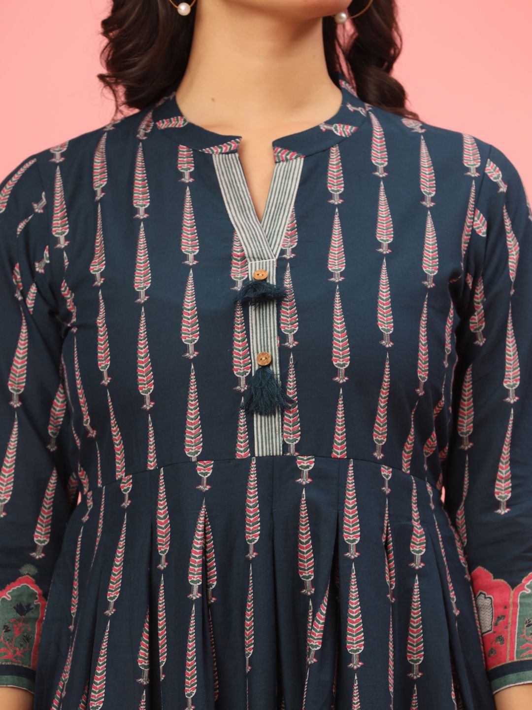 Midnight Indigo Pure Cotton Pleated Maxi