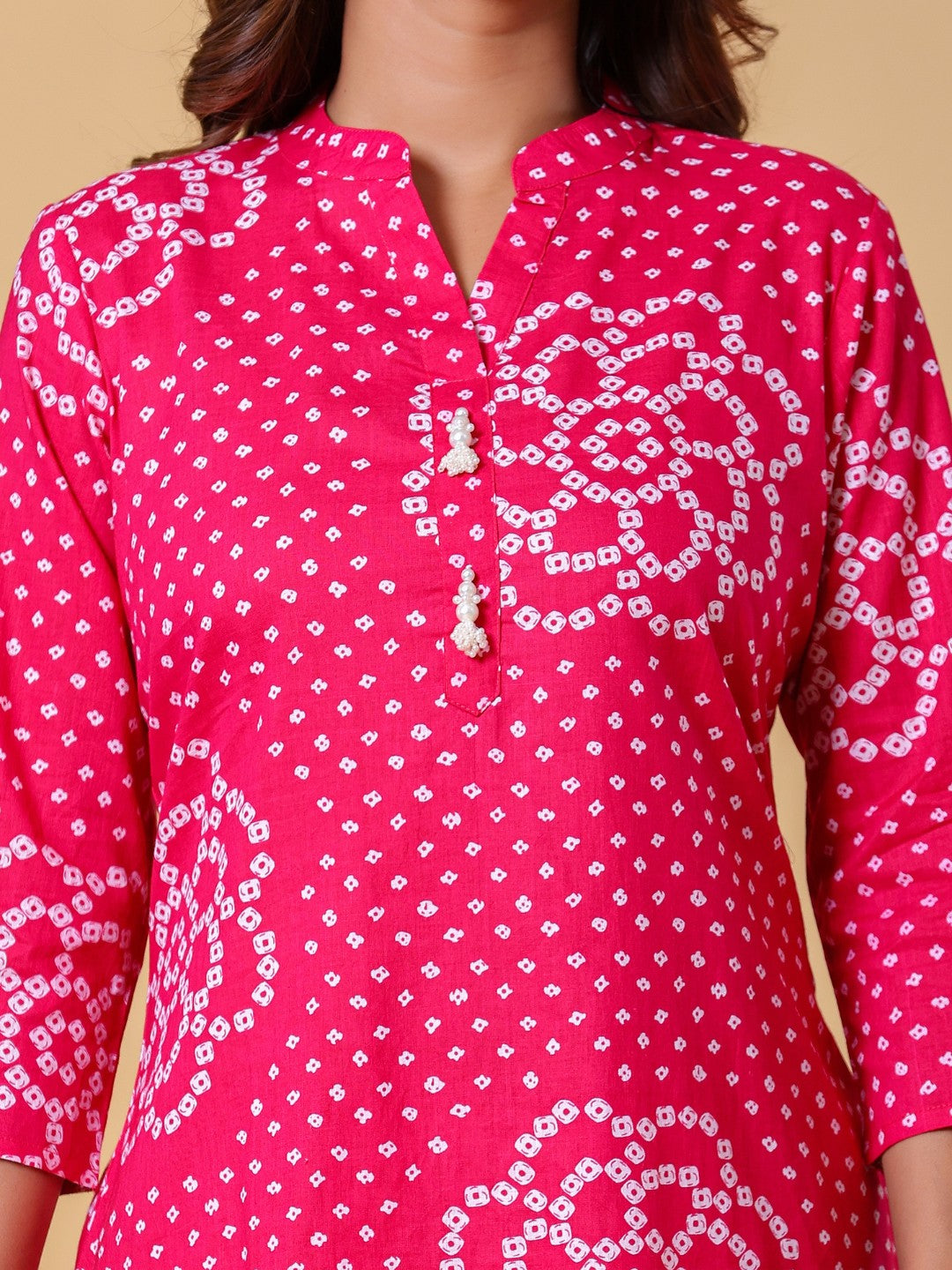 Bandhani Hot Pink Collared Co-ord Set