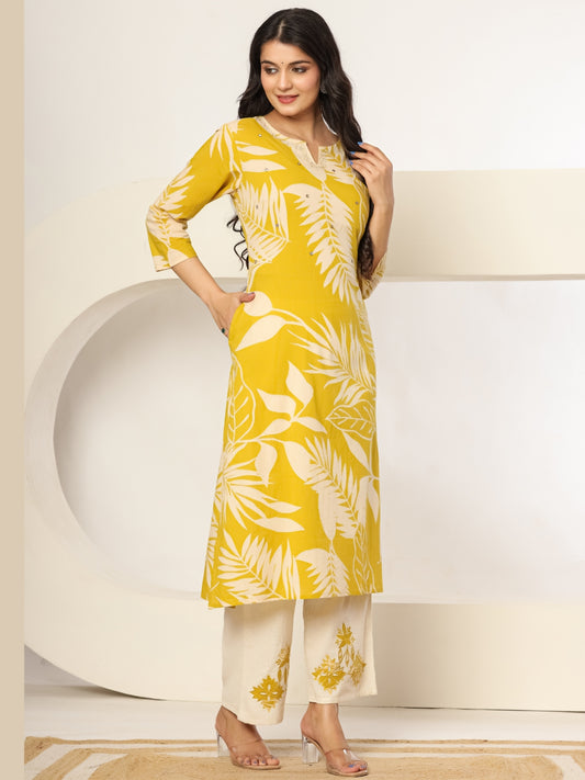 Golden Hour Bloom – Pure Cotton Printed Kurta Pant Set