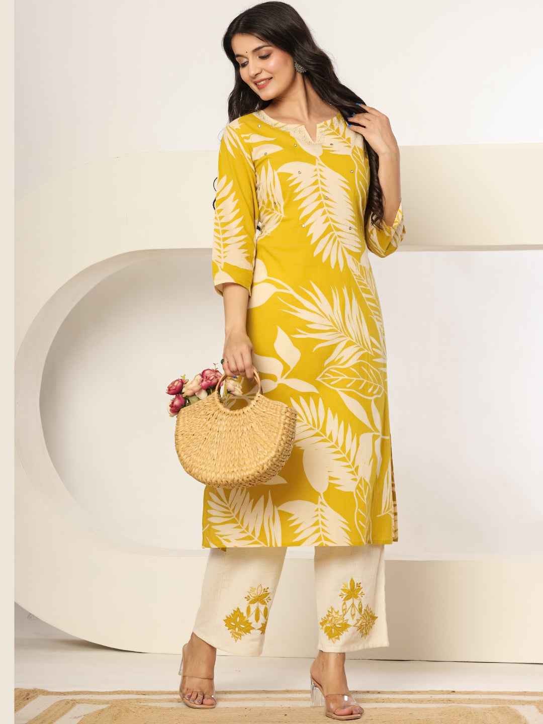 Golden Hour Bloom – Pure Cotton Printed Kurta Pant Set