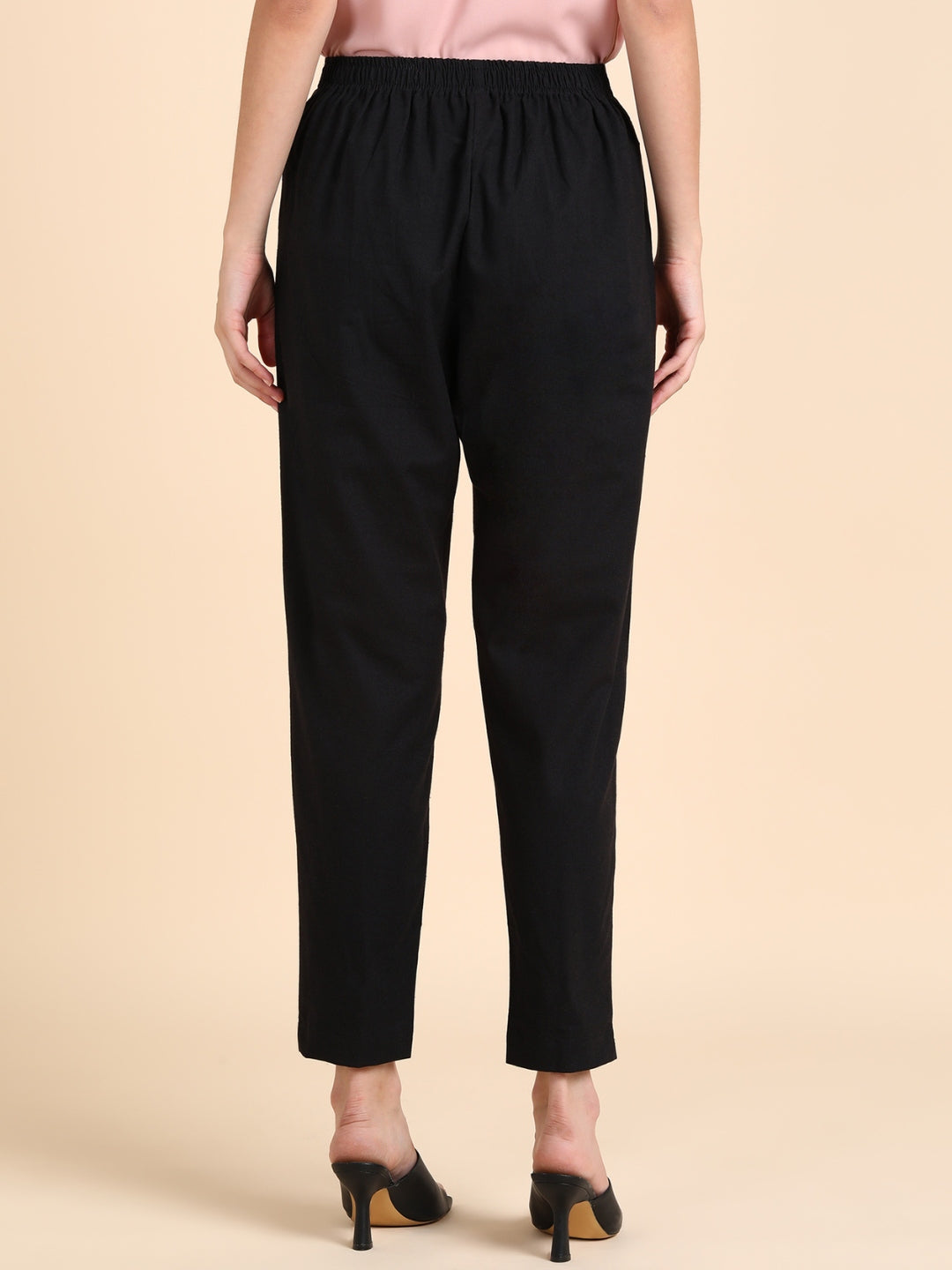 Soft Cotton Solid Color Pant - Black