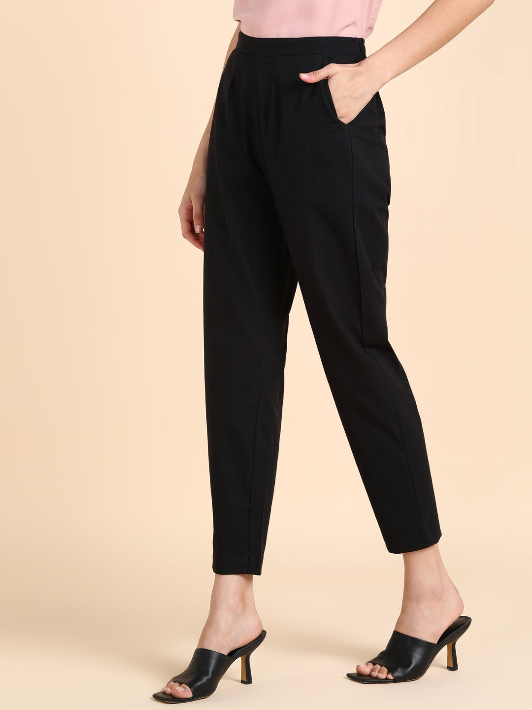 Soft Cotton Solid Color Pant - Black