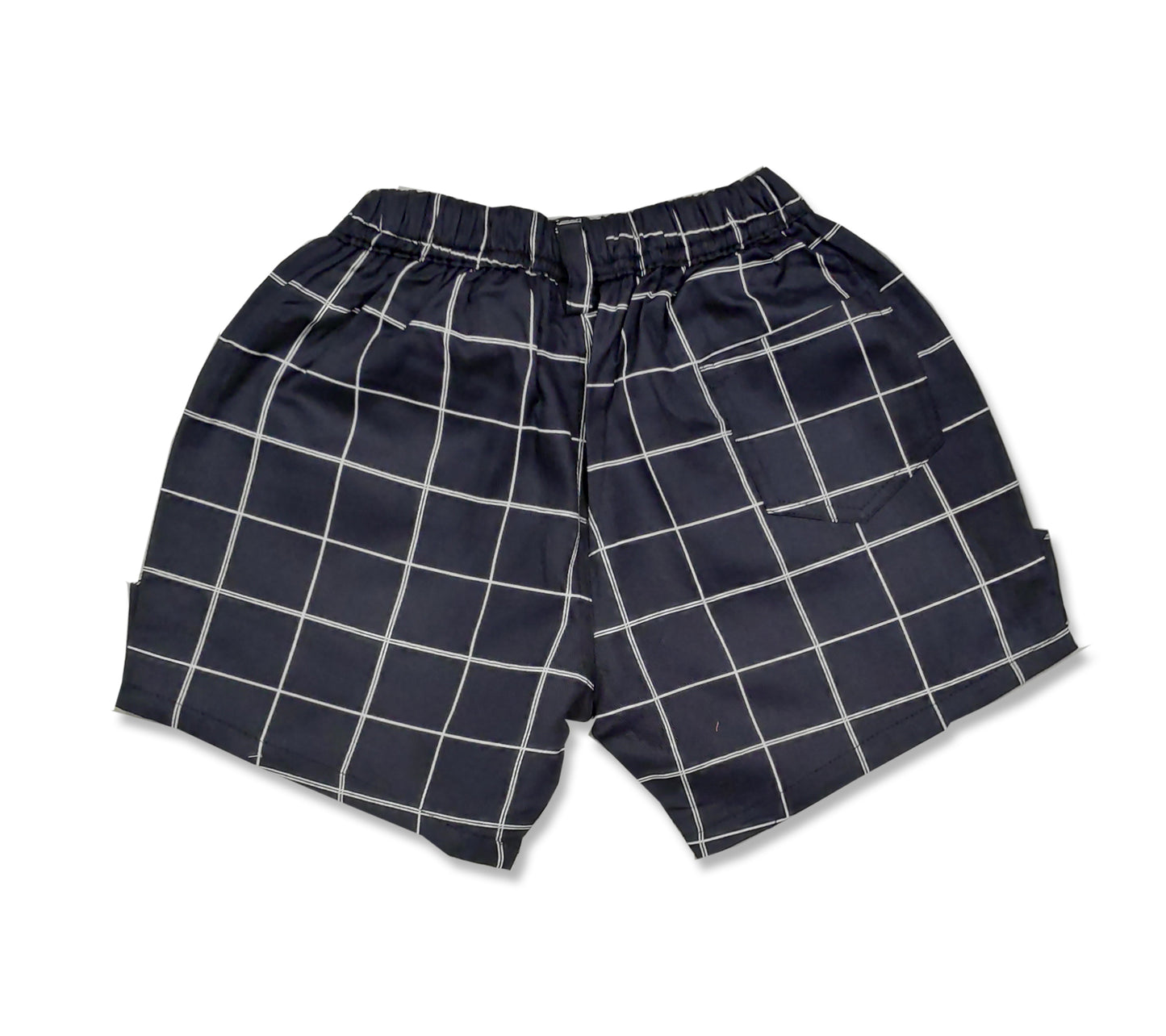 Pure Cotton Checkered Girls Shorts - Grey
