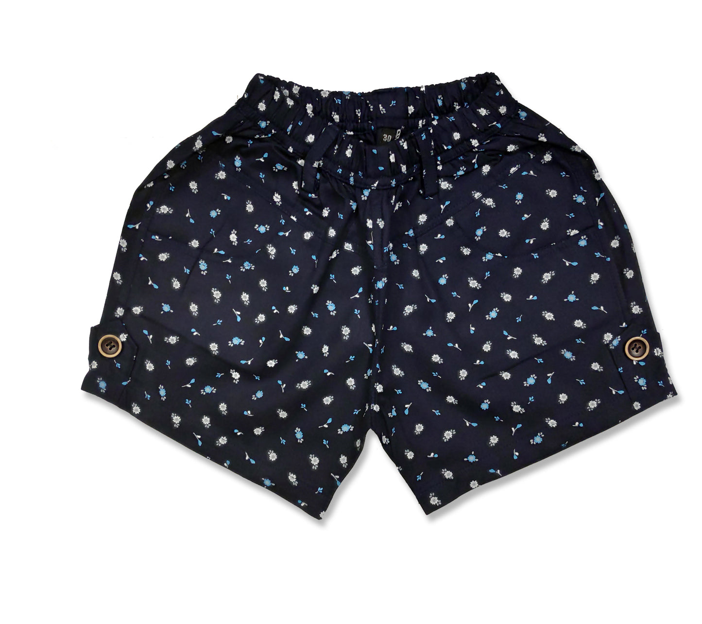 Pure Cotton Floral Girls Shorts - Navy