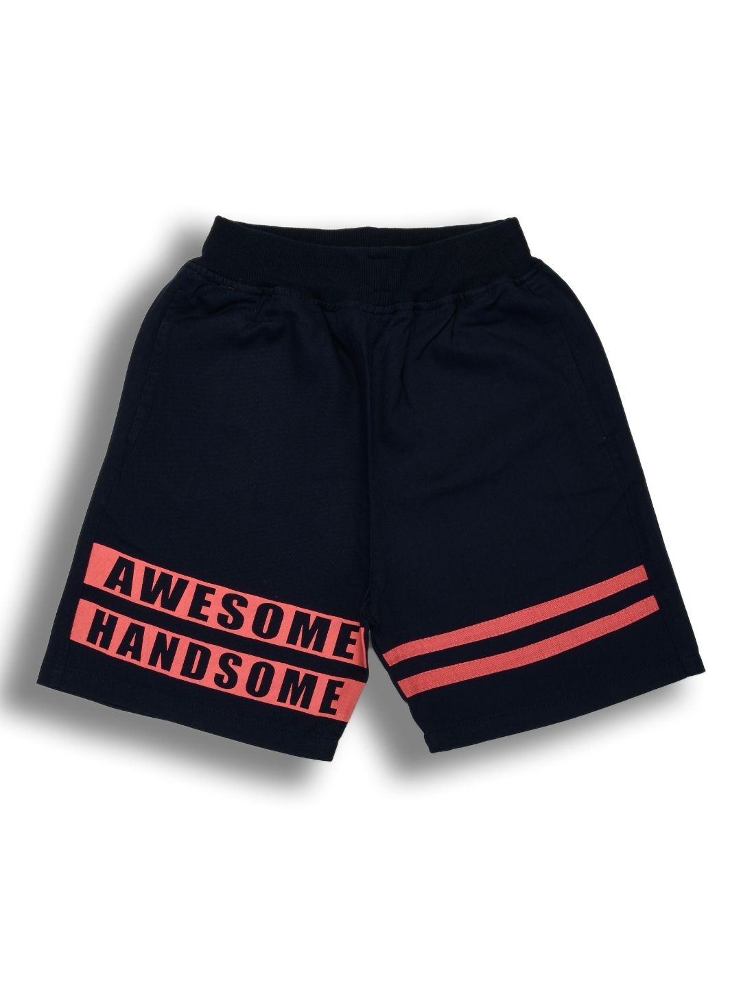 Pure Cotton Typogtaphy Boys Shorts - Navy