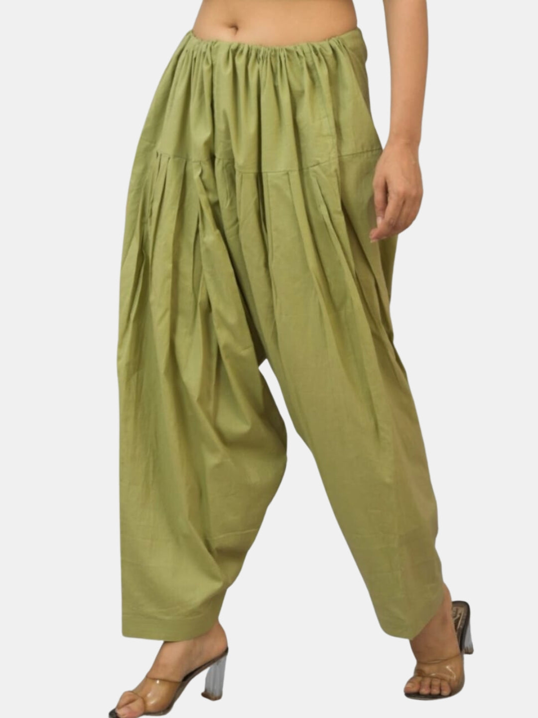 Olive Green - Pure Cotton Solid Color Patiala Pants for women – VEDANA