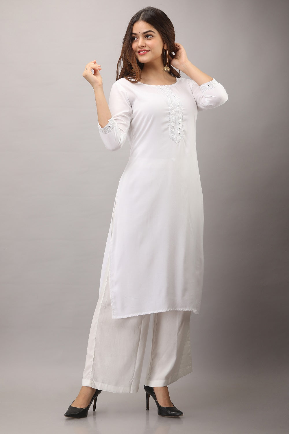 The Mirror Muse Viscose Rayon Kurta - White