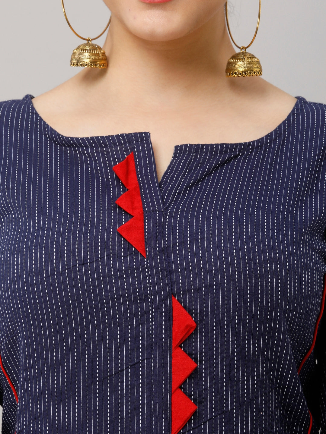 Cotton Princess Cut Straight Kurta -Navy