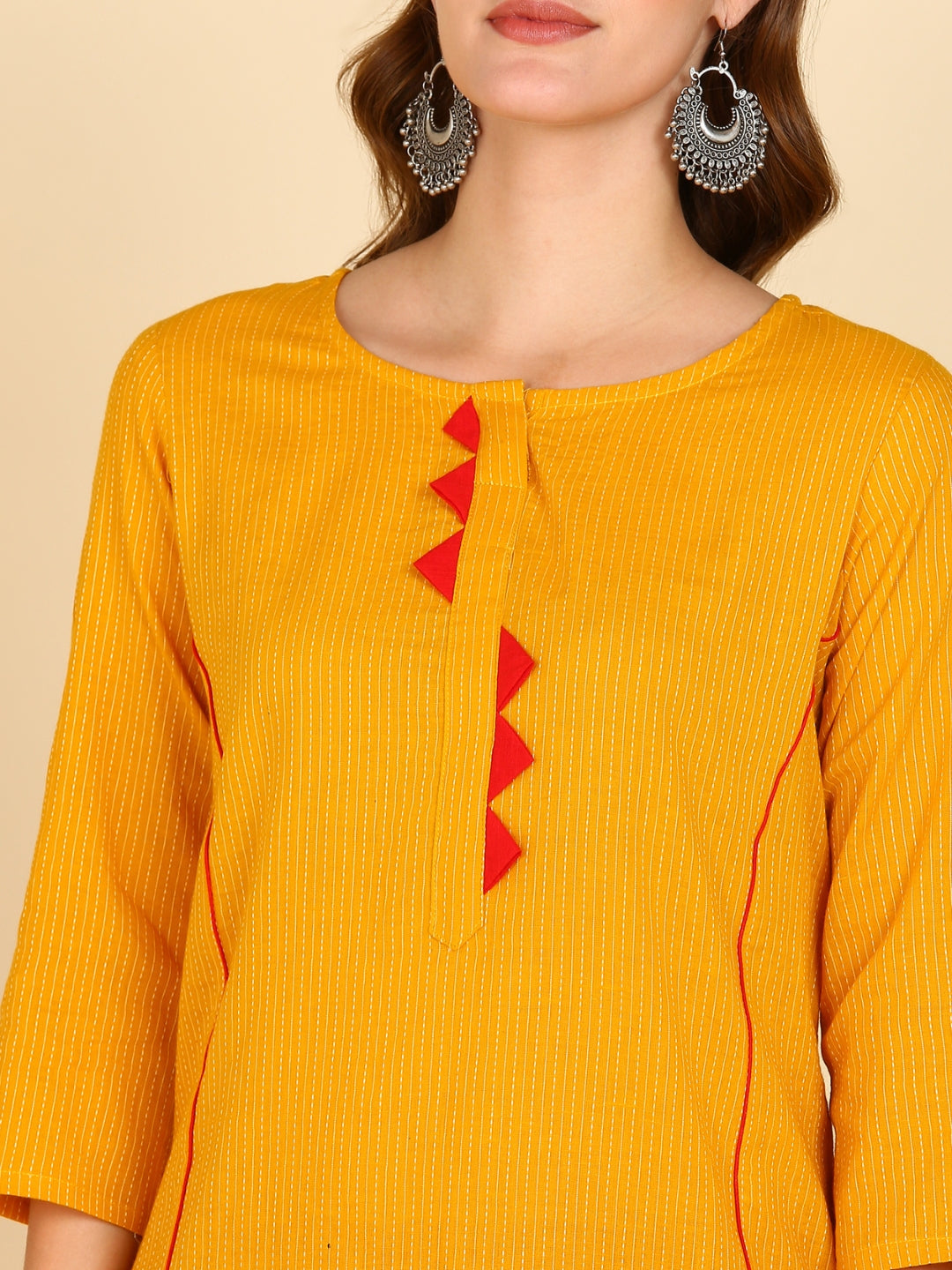 Cotton Princess Cut Straight Kurta -Mustard