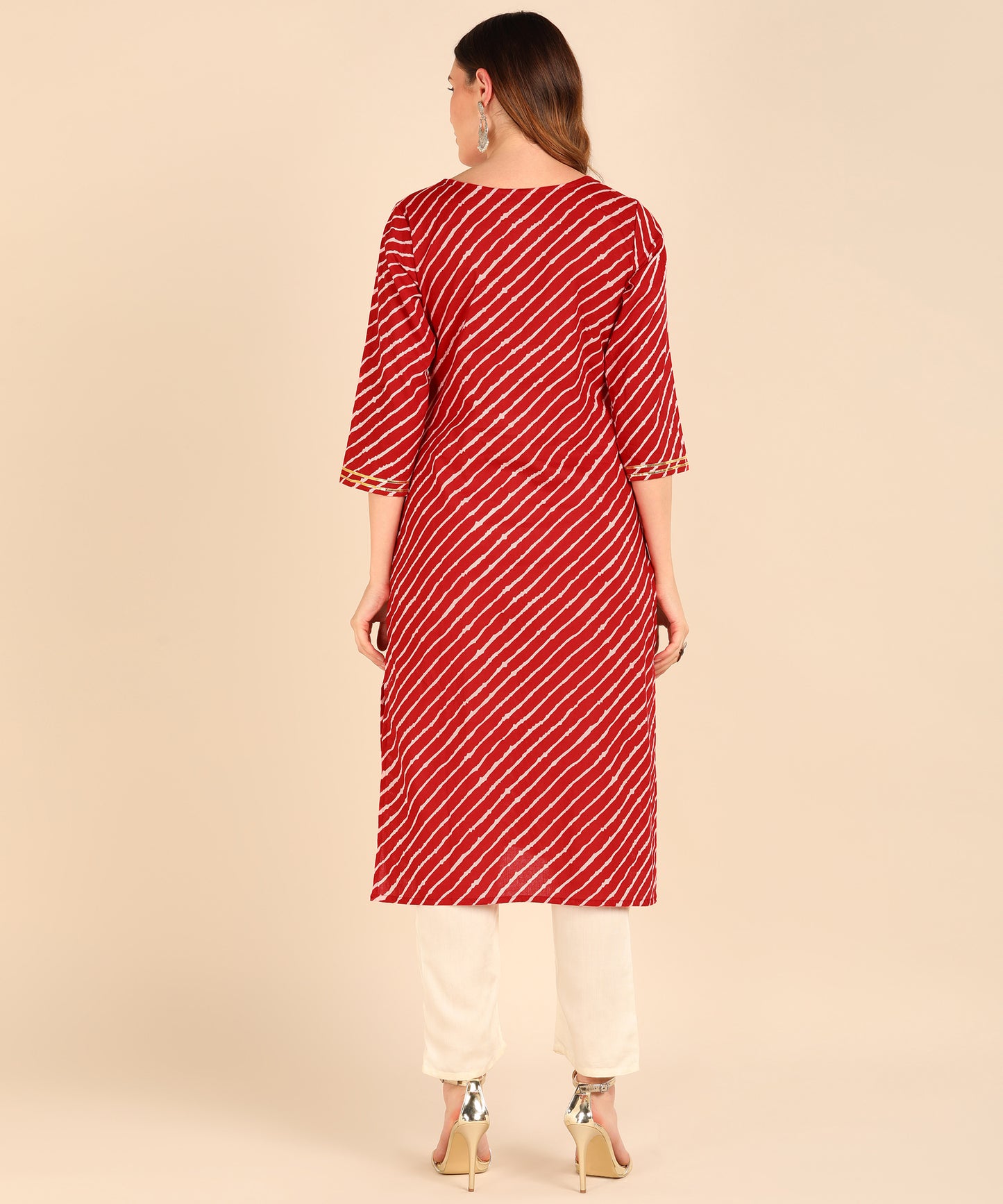 Pure Cotton Lehariya Print Straight Kurta - Maroon