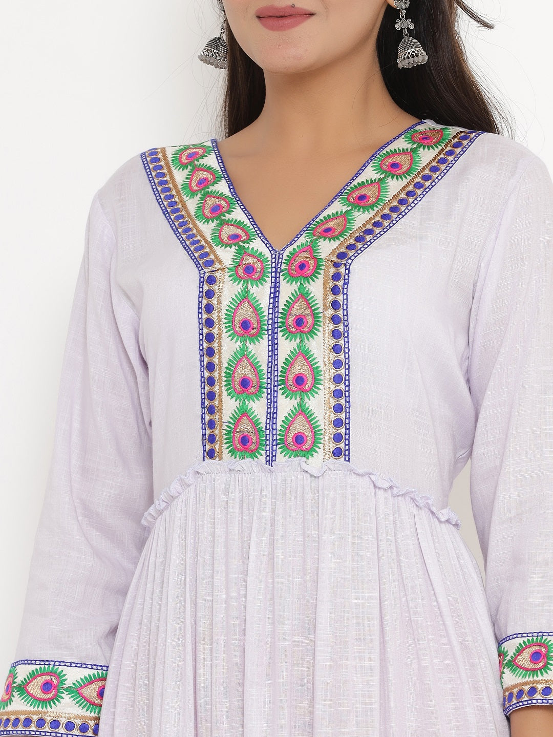 Embroidered Tiered Maxi Dress - Light Blue