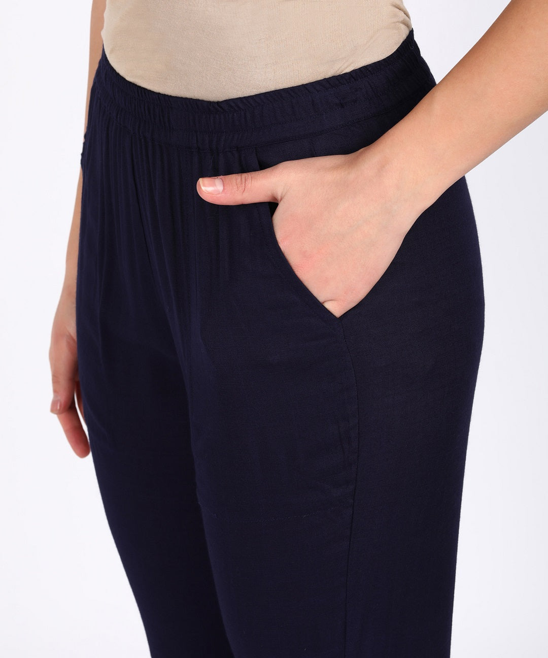 Solid Thread Embroidered Straight Kurta Pant Set - Navy Blue