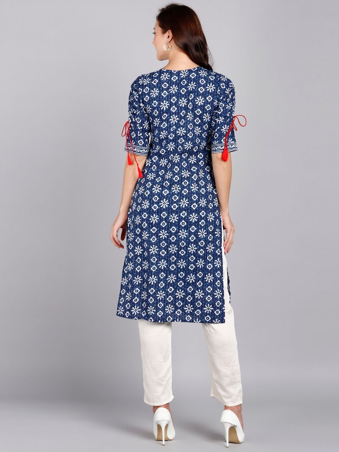 Cotton Indigo Print Straight kurta