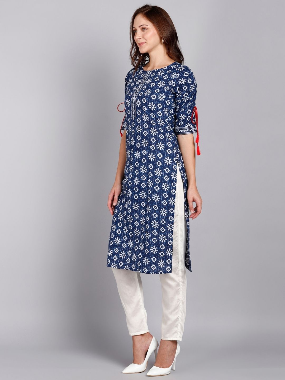 Cotton Indigo Print Straight kurta