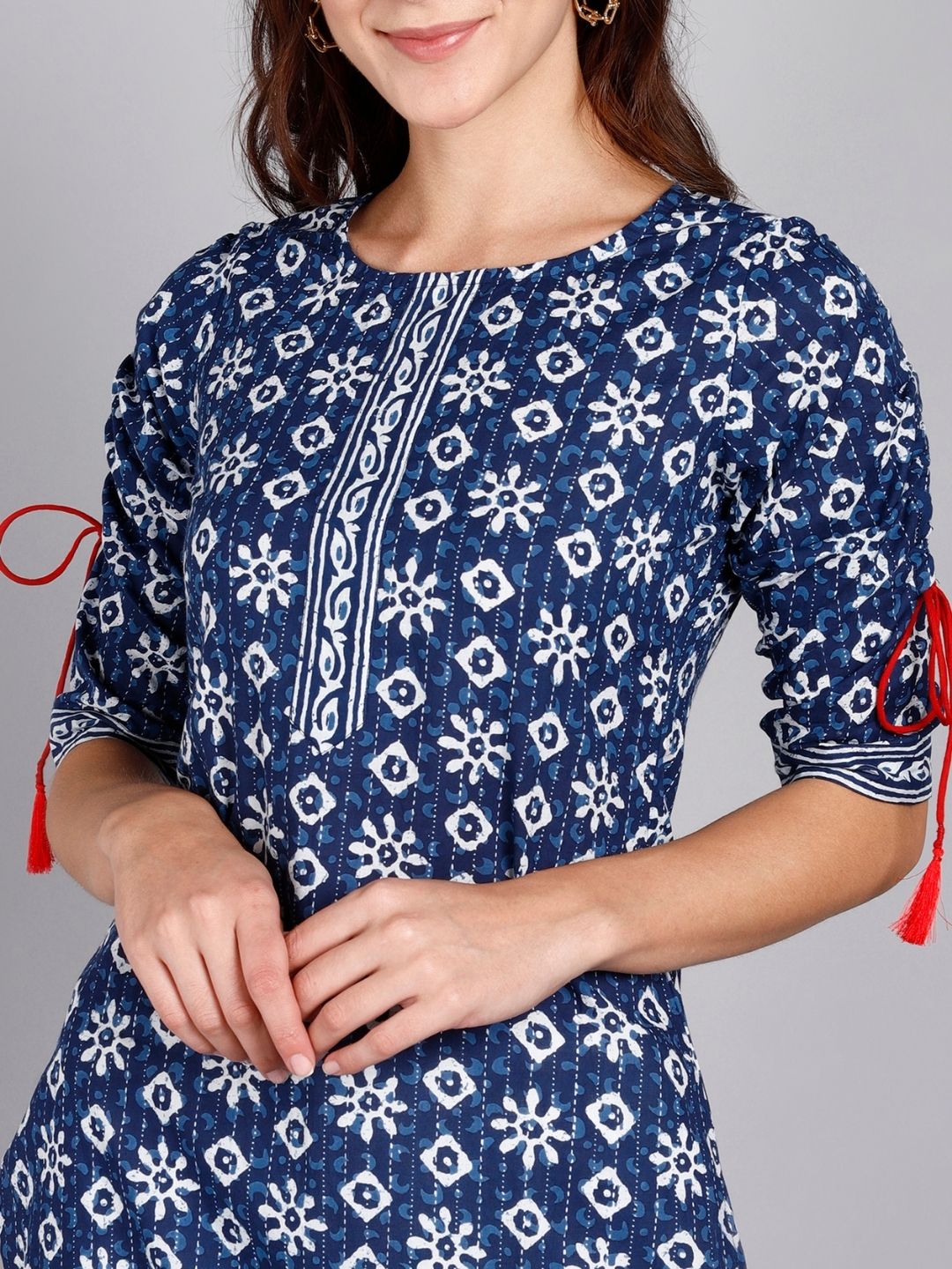 Cotton Indigo Print Straight kurta