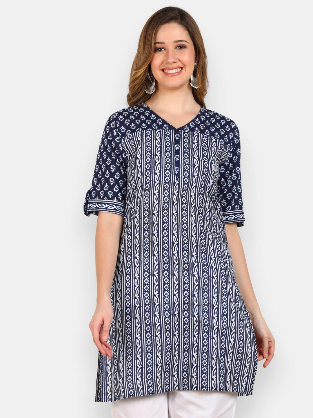 Indigo Print Straight Tunic