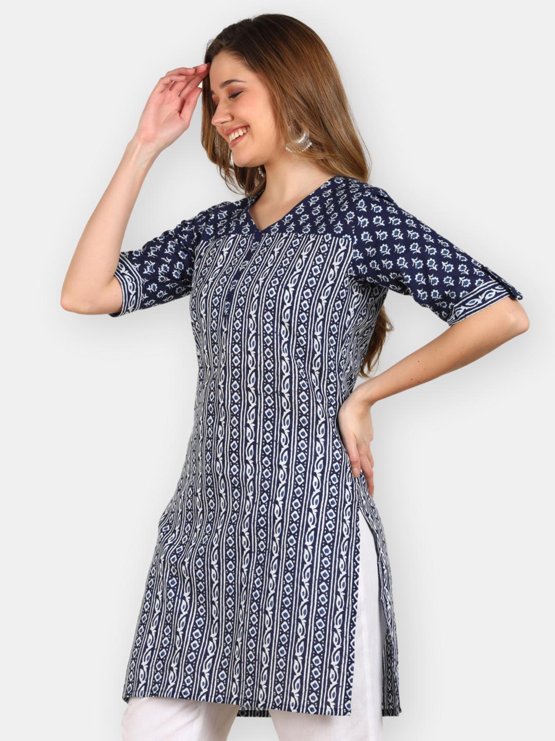 Indigo Print Straight Tunic