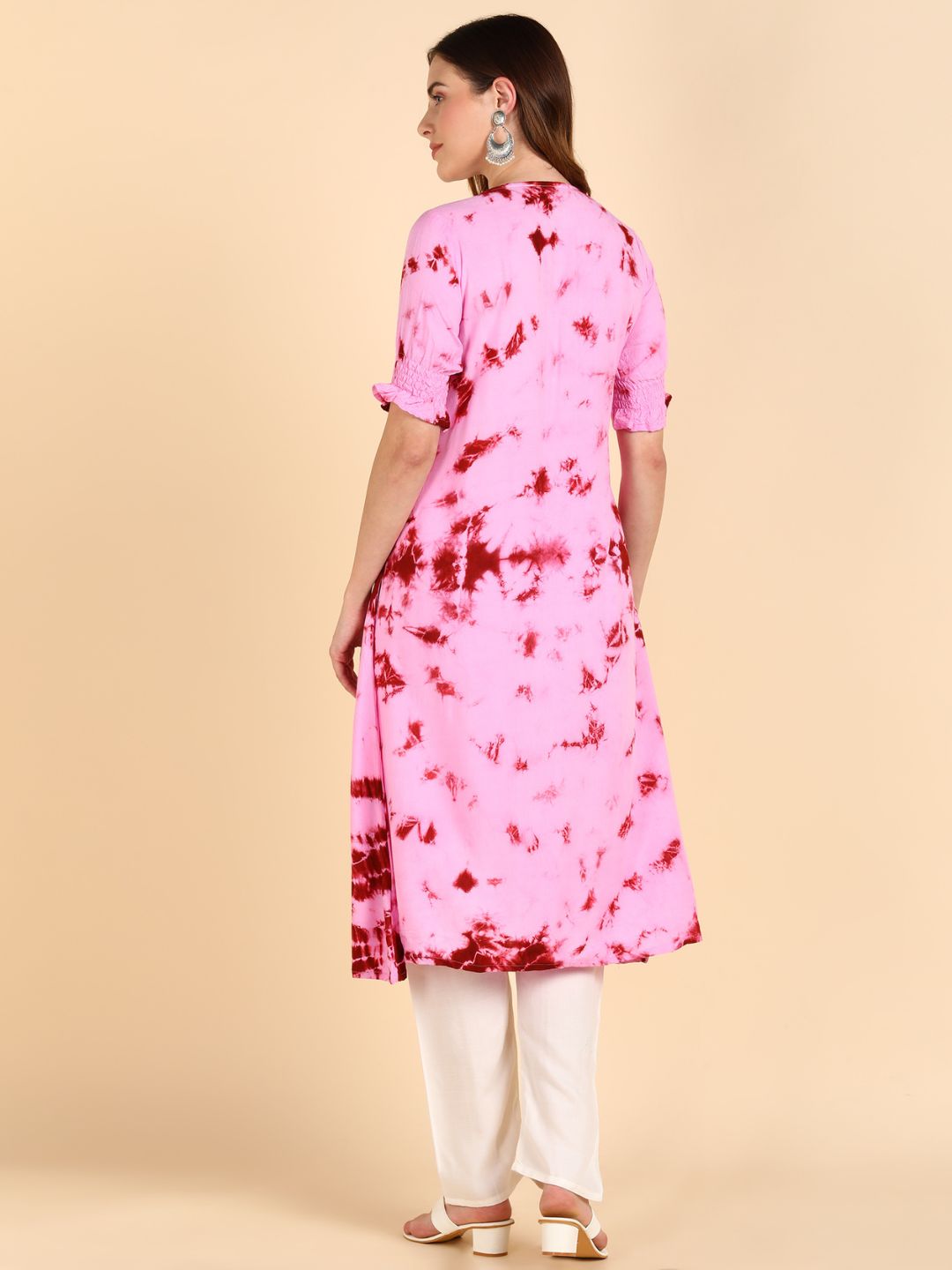 Shibori Tie & Dye A-line Kurta - Pink
