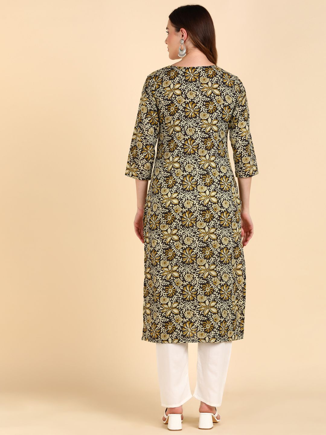 Pure Cotton Kalamkari Floral Print Straight Kurta