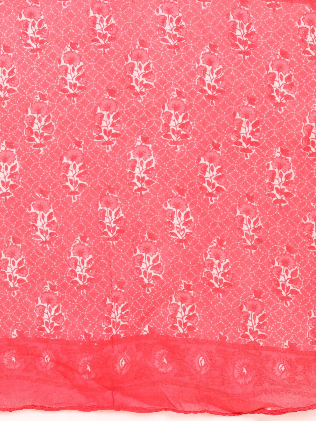 Pure Cotton Floral Print Kurta, Pant and Dupatta Set - Pink