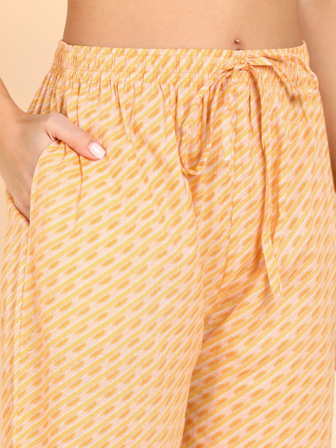 Pure Cotton Floral Print Kurta, Pant and Dupatta Set - Yellow