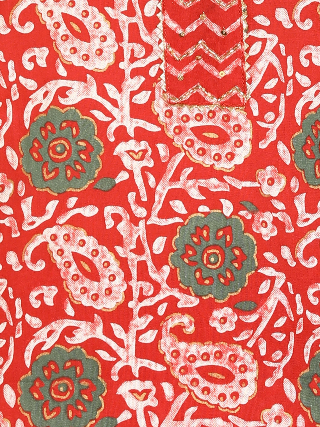 Paisly Print Handwork Kurta Pant Set - Peach