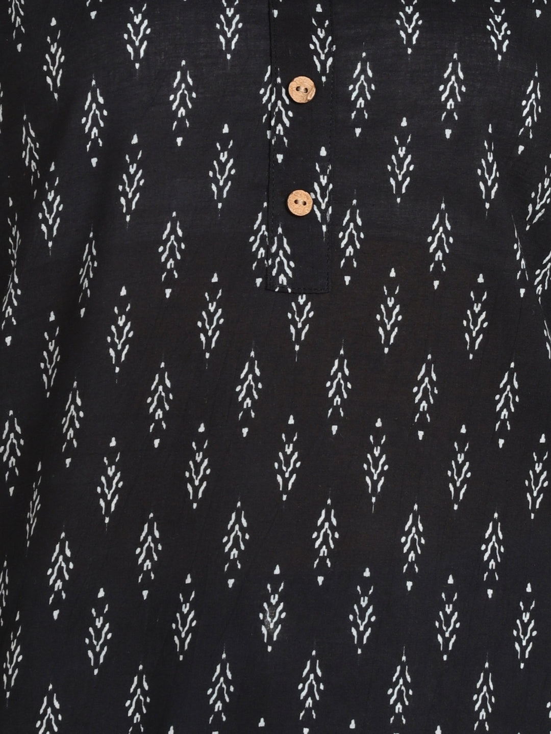 Pure Cotton Ikkat Printed Top - Black