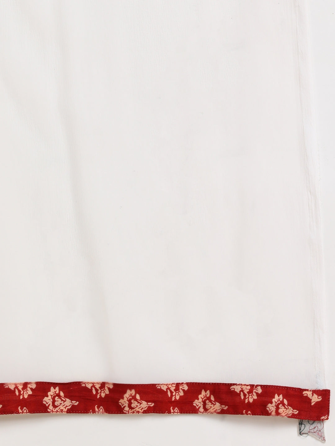 Floral Print Embroidered Nyra Cut Kurta, Pant and Dupatta Set - Red