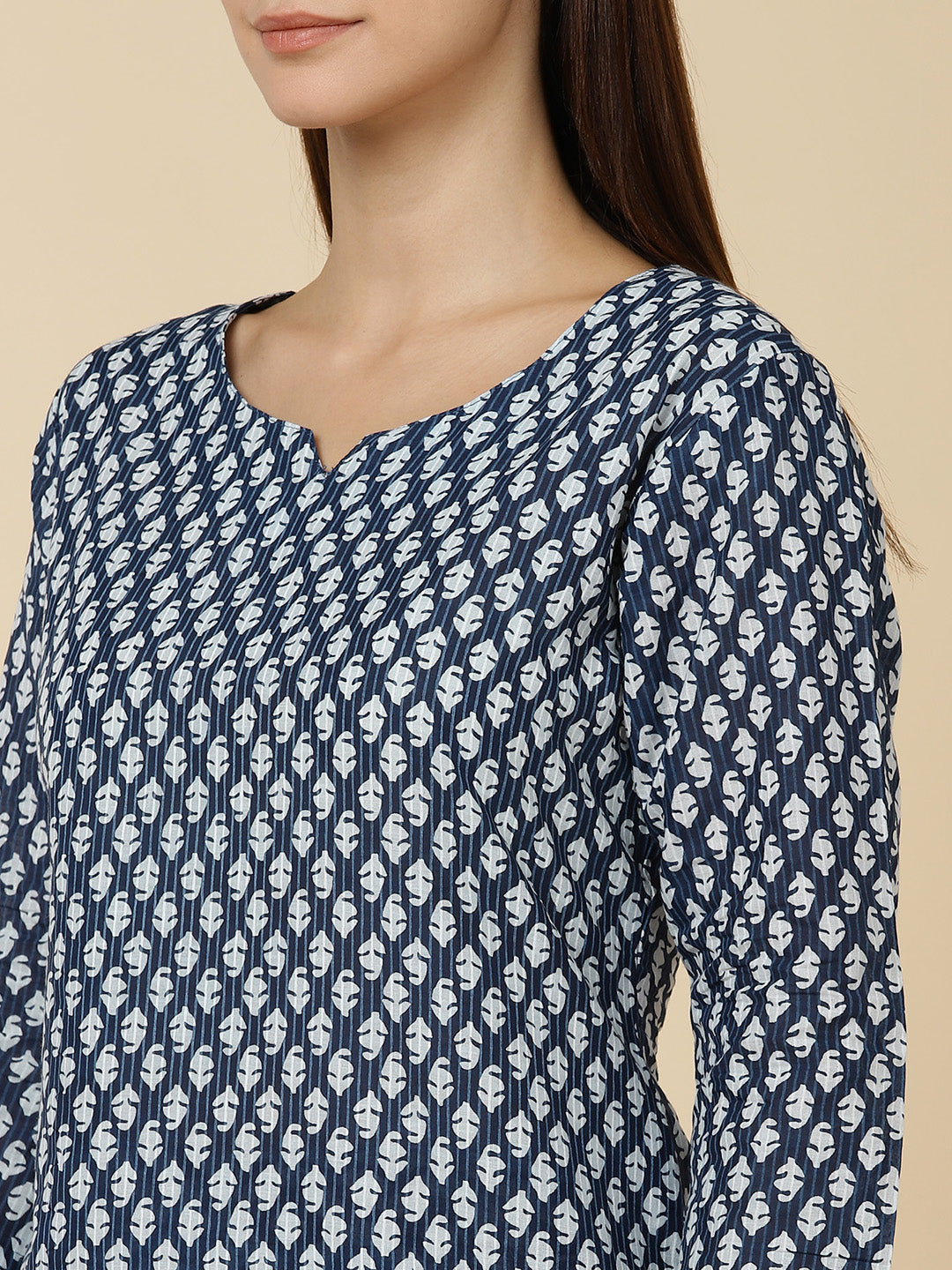 Classic Booti Print Pure Cotton Lounge Set - Blue