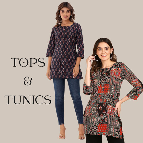 Tops and Tunics - Short Kurtas for women - Peplum, Straight cut