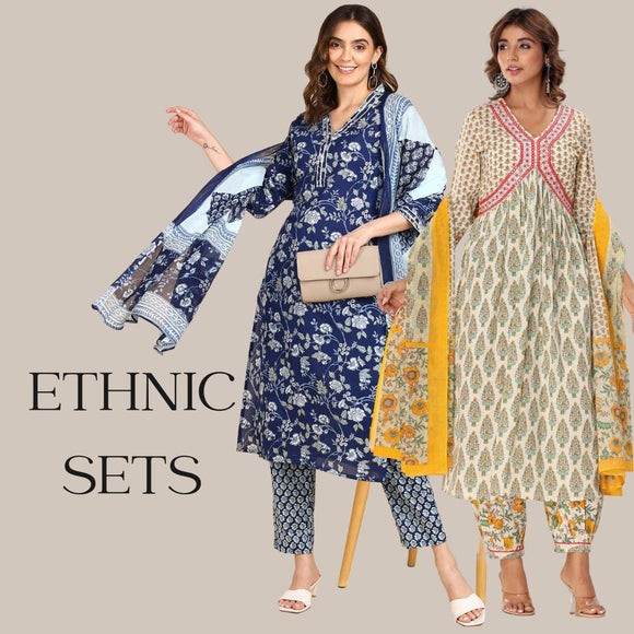 Ethnic Sets for Women features Kurta Pant Sets Dupatta Sets