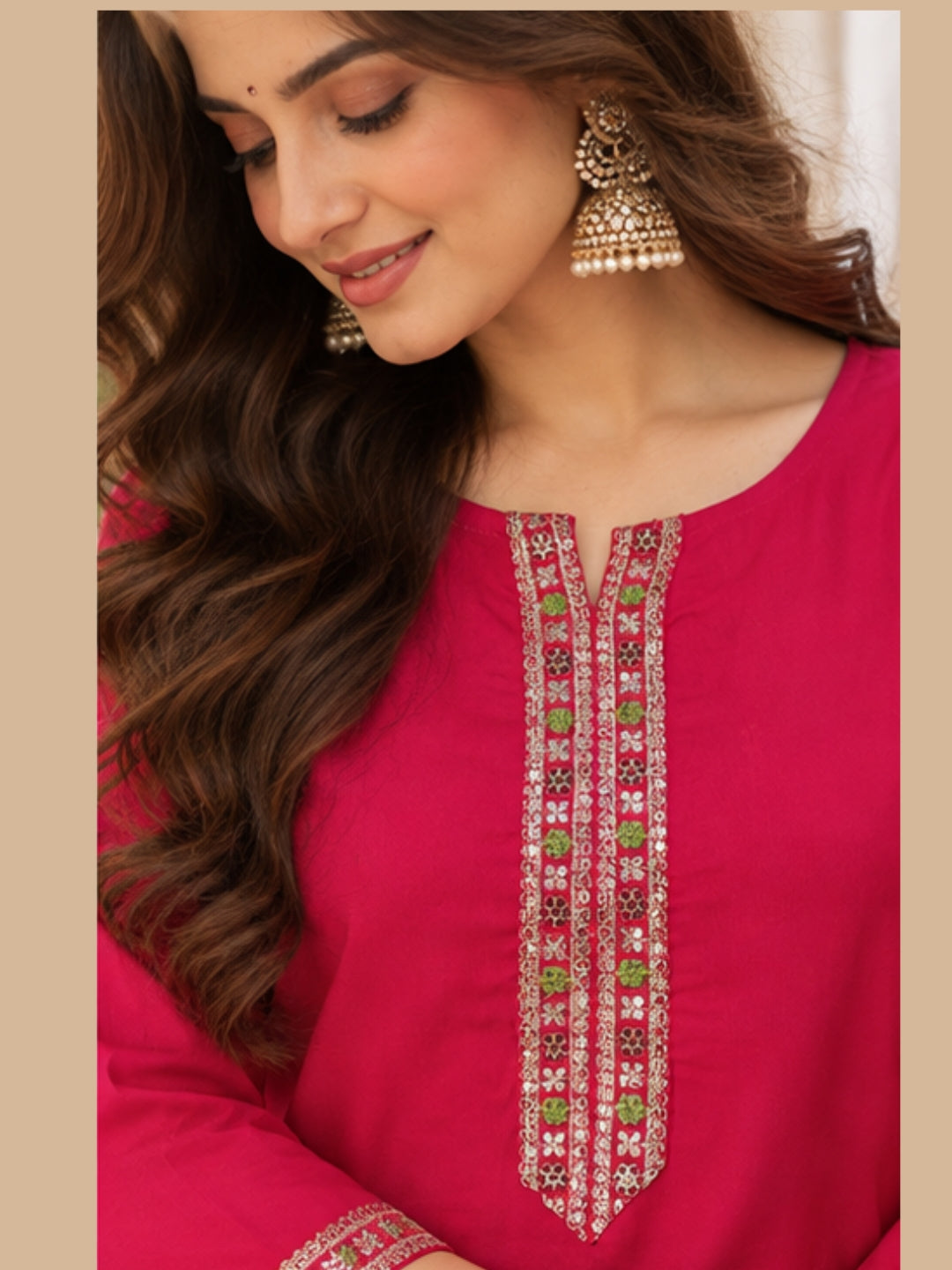 The Desi It-Girl Set - Threadwork Kurta & Gold Print Skirt