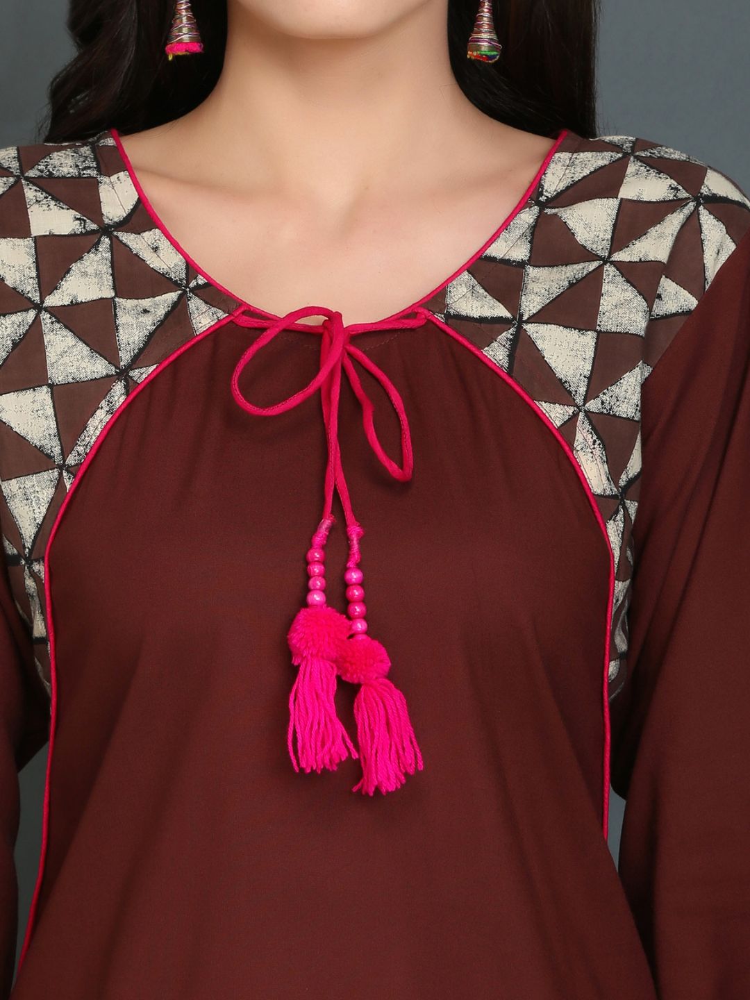 Urban Charm Rayon Kurta - Rust Radiance