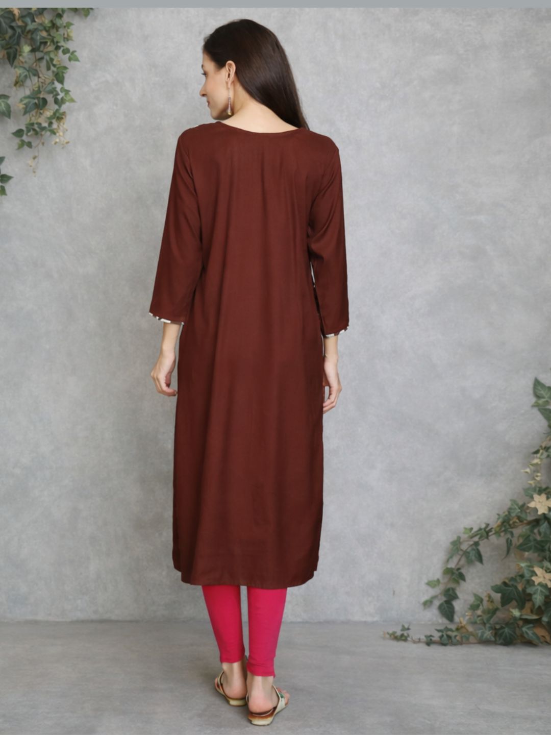Urban Charm Rayon Kurta - Rust Radiance